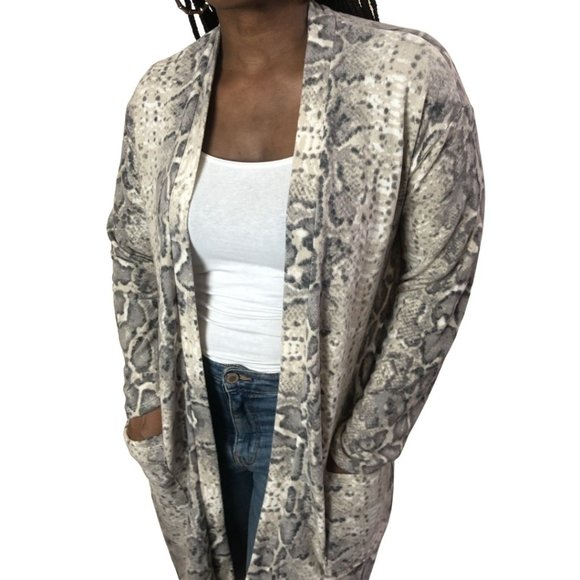(NWT) Brushed Snake Print Open Front Cardigan - Picture 1 of 5